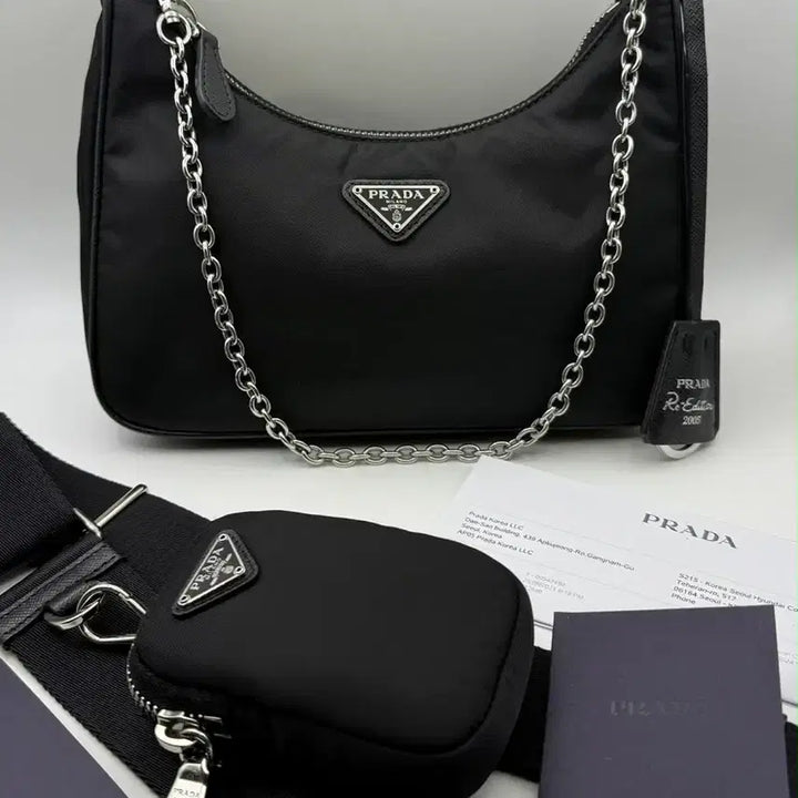 [BUNJANG] Prada Re-Edition 2005 Black Shoulder Bag / 프라다 리에디션 2005 블랙 숄더백 + 파우치 풀박스