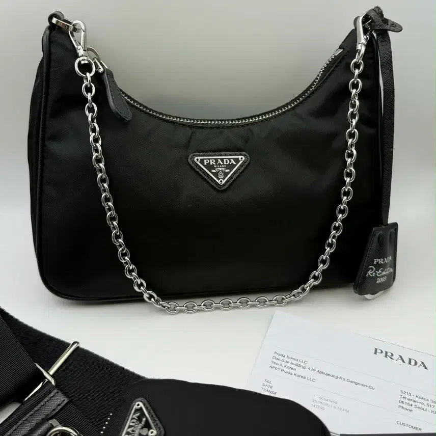 [BUNJANG] Prada Re-Edition 2005 Black Shoulder Bag / 프라다 리에디션 2005 블랙 숄더백 + 파우치 풀박스