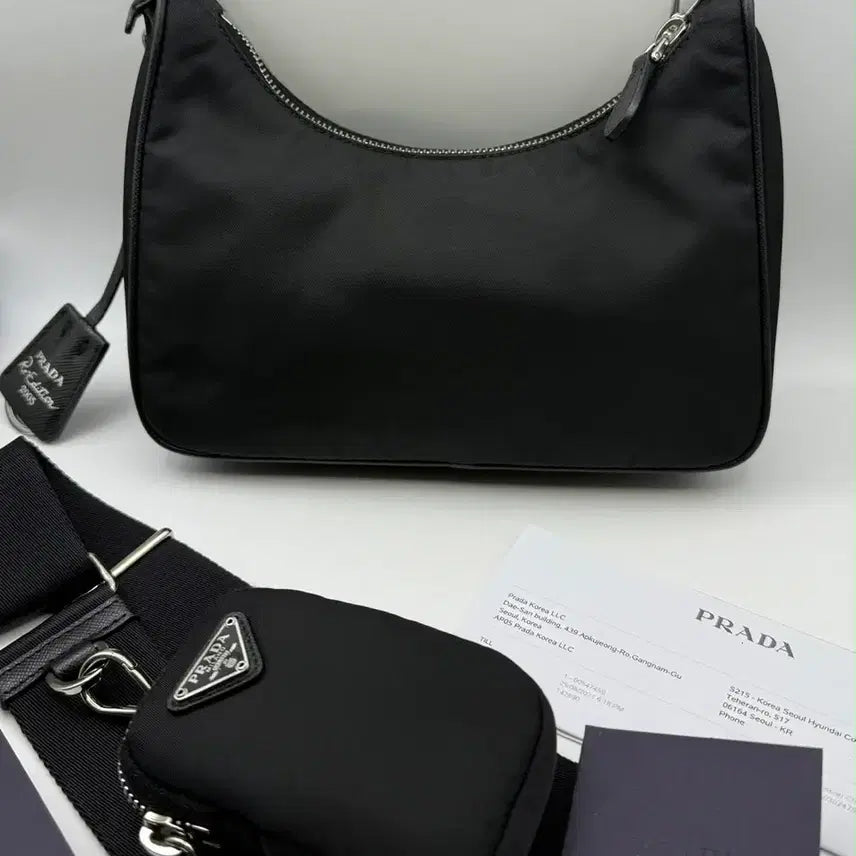 [BUNJANG] Prada Re-Edition 2005 Black Shoulder Bag / 프라다 리에디션 2005 블랙 숄더백 + 파우치 풀박스