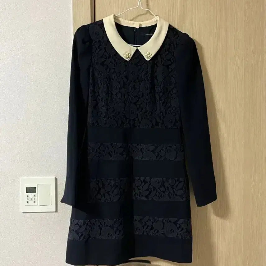 [BUNJANG] Kenneth Lady Lace Collar Black Dress / 케네스레이디 레이스 카라 블랙 원피스 하객룩