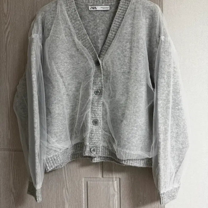 [BUNJANG] ZARA Gray See-Through Cardigan / 자라 그레이 시스루 가디건