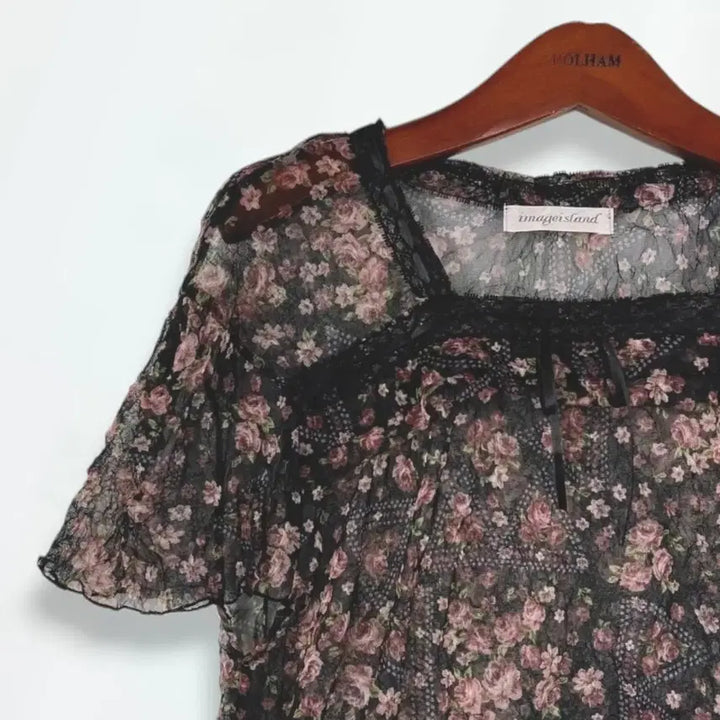 [BUNJANG] Vintage Black Flower Layered Blouse / vintage black flower layered blouse