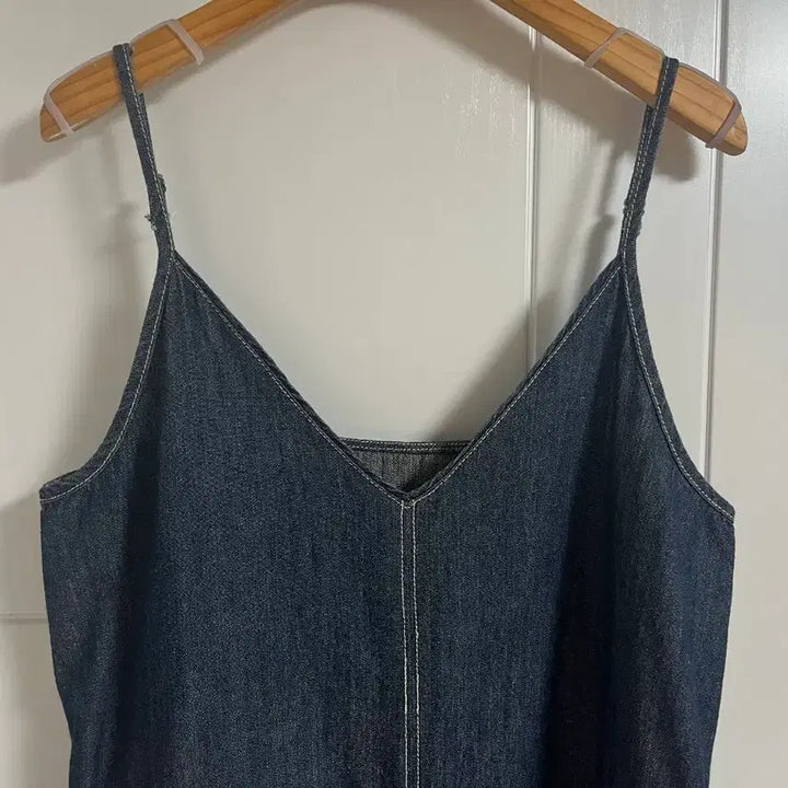 [BUNJANG] Vintage Denim V-neck Maxi Dress / (일본 수입 빈티지)면100 청 원피스 데님 롱 뷔스티에 끈나시 인어