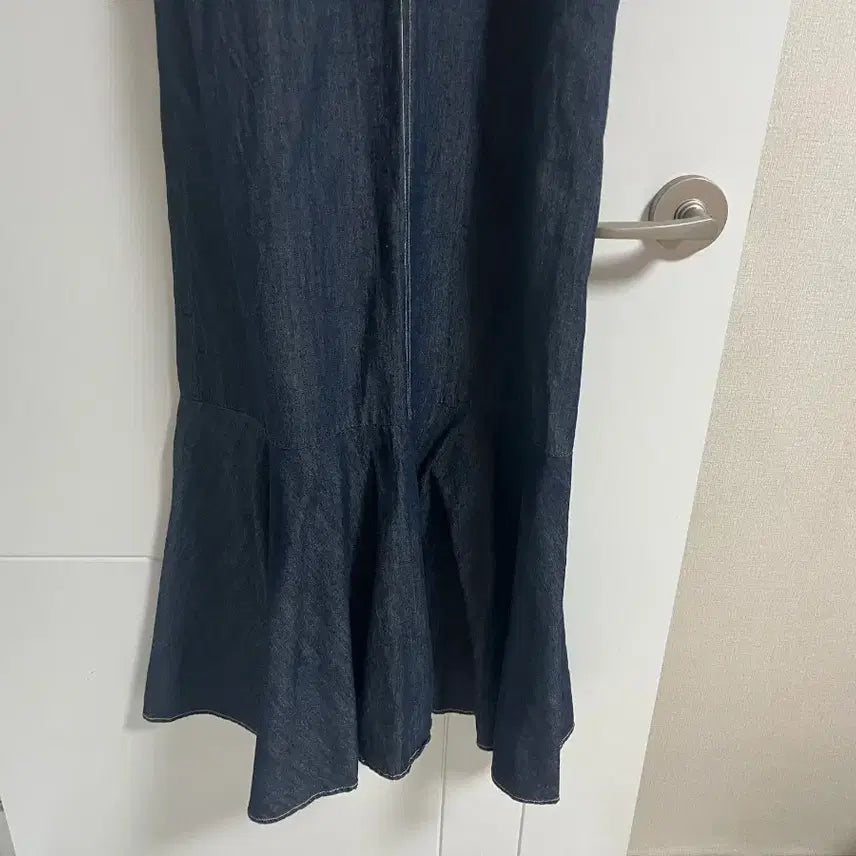 [BUNJANG] Vintage Denim V-neck Maxi Dress / (일본 수입 빈티지)면100 청 원피스 데님 롱 뷔스티에 끈나시 인어
