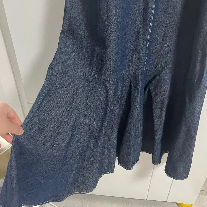 [BUNJANG] Vintage Denim V-neck Maxi Dress / (일본 수입 빈티지)면100 청 원피스 데님 롱 뷔스티에 끈나시 인어