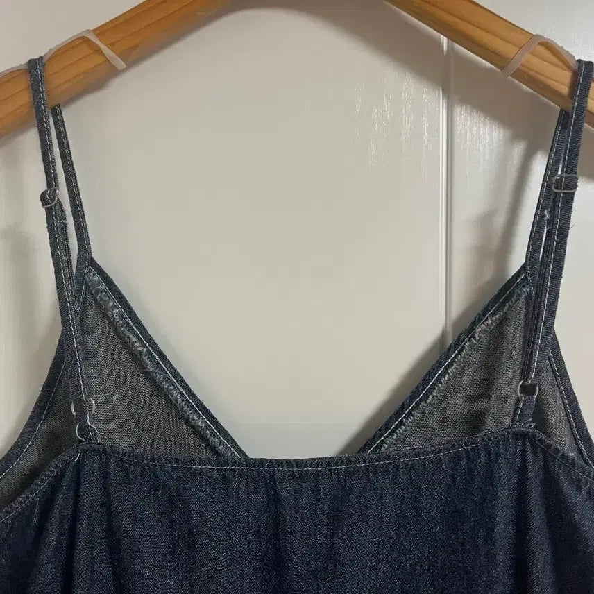 [BUNJANG] Vintage Denim V-neck Maxi Dress / (일본 수입 빈티지)면100 청 원피스 데님 롱 뷔스티에 끈나시 인어