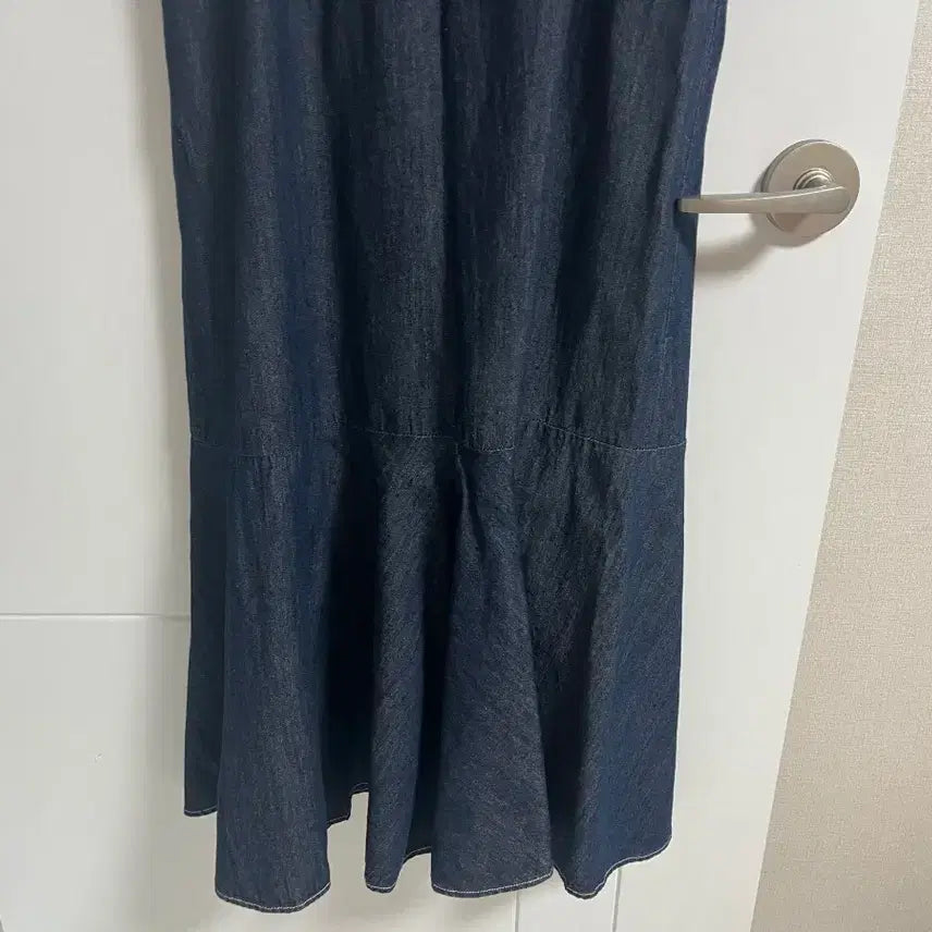 [BUNJANG] Vintage Denim V-neck Maxi Dress / (일본 수입 빈티지)면100 청 원피스 데님 롱 뷔스티에 끈나시 인어