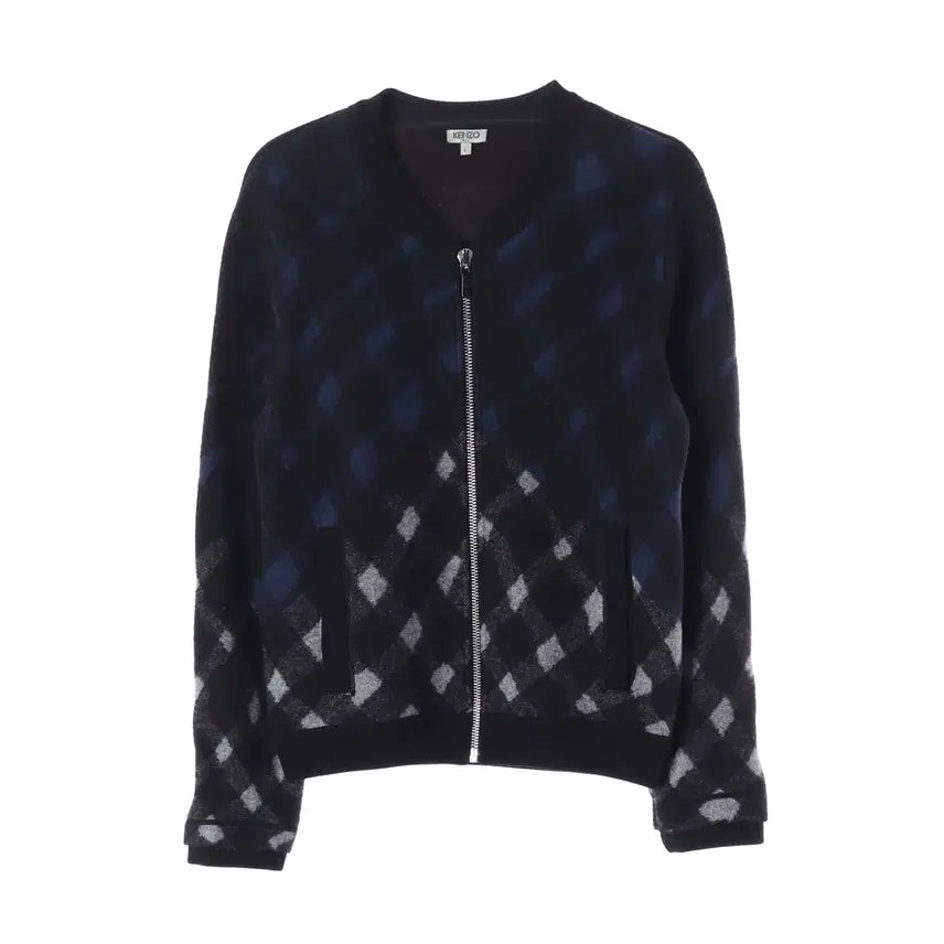 [BUNJANG] Kenzo Fire Wool Blend Check Felt Sweater Jacket Cardigan / 겐조 파이어 울 블렌드 체크 펠트 스웨터 재킷 집업 가디건