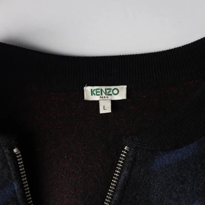 [BUNJANG] Kenzo Fire Wool Blend Check Felt Sweater Jacket Cardigan / 겐조 파이어 울 블렌드 체크 펠트 스웨터 재킷 집업 가디건