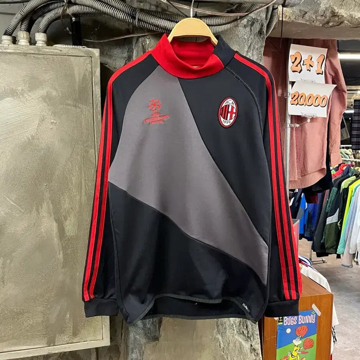 [BUNJANG] AC Milan Adidas UCL Training Top Charcoal 95 / 아디다스 AC밀란 UCL 트레이닝탑 긴팔티 차콜 95 #csz2998