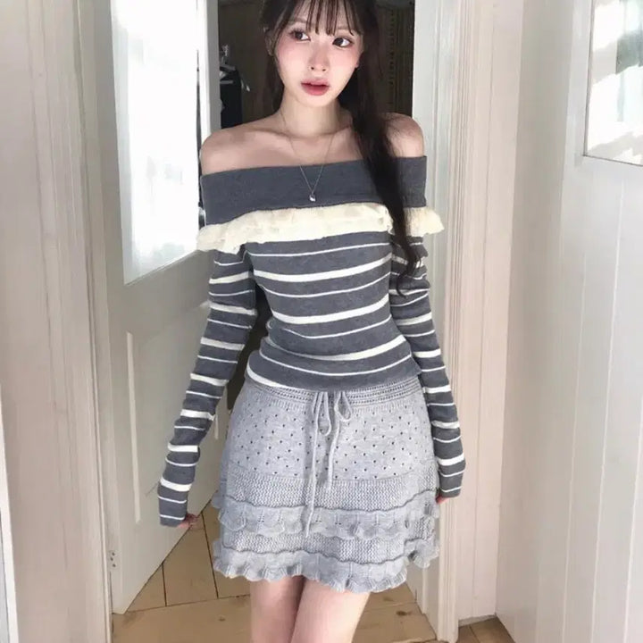 [BUNJANG] Cloud Emotion Punching Knit Skirt / 클라우드이모션) 펀칭 니트 스커트_새상품