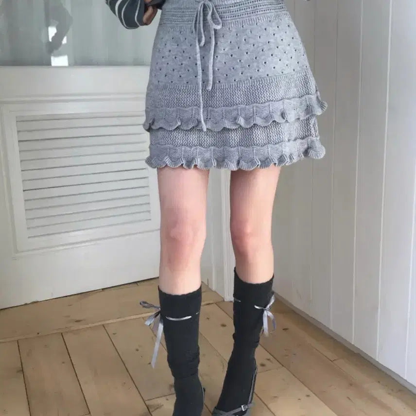 [BUNJANG] Cloud Emotion Punching Knit Skirt / 클라우드이모션) 펀칭 니트 스커트_새상품
