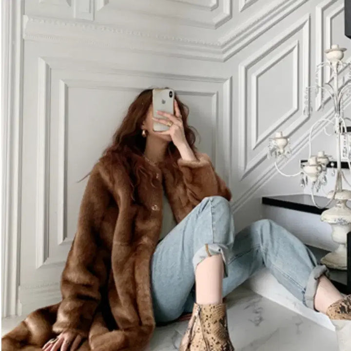 [BUNJANG] Zulloq Brown Long Fur Coat / [새상품] 줄로그 브라운 퍼롱코트
