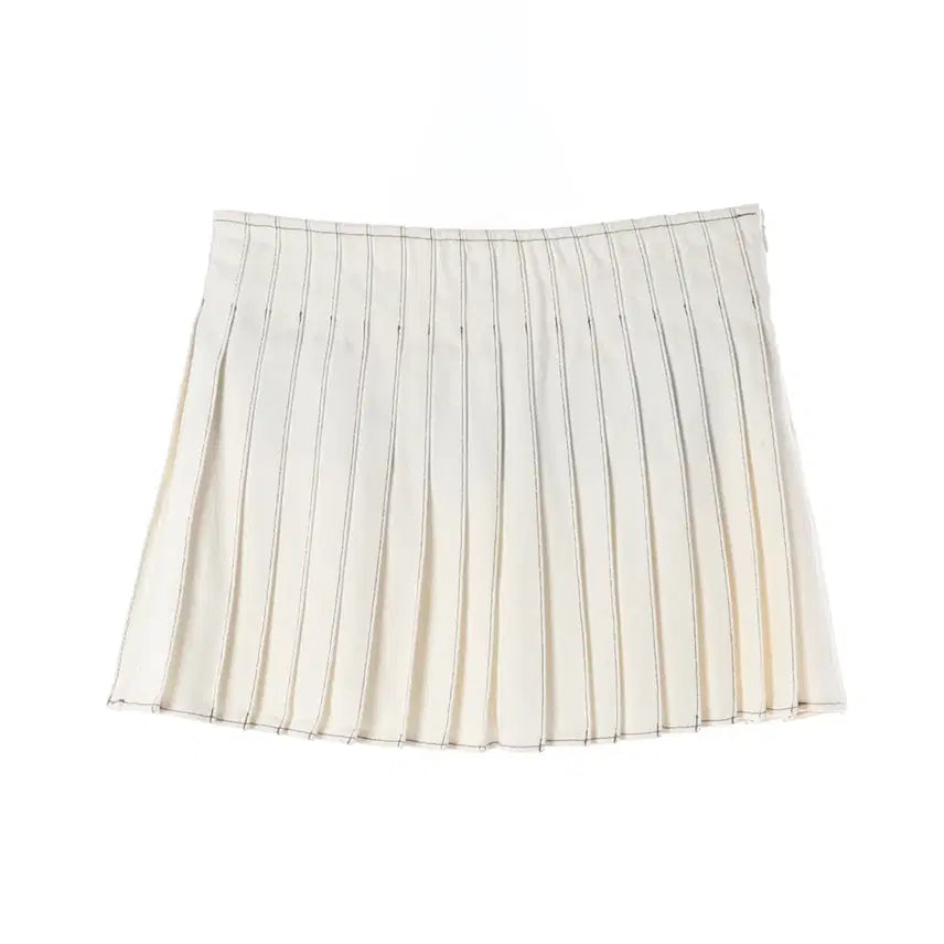 [BUNJANG] Ami Stitch Pleated Mini Skirt / (새상품) 아미 ami 스티치 플리츠 미니 스커트 치마 W26