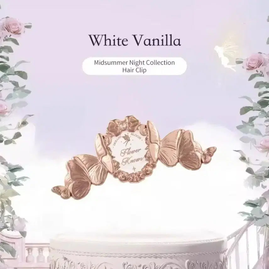 [BUNJANG] Flower Knows Butterfly Hairpin (Rose/White) / (미개봉 정품)플라워 노즈 나비 헤어핀 (로즈/화이트)