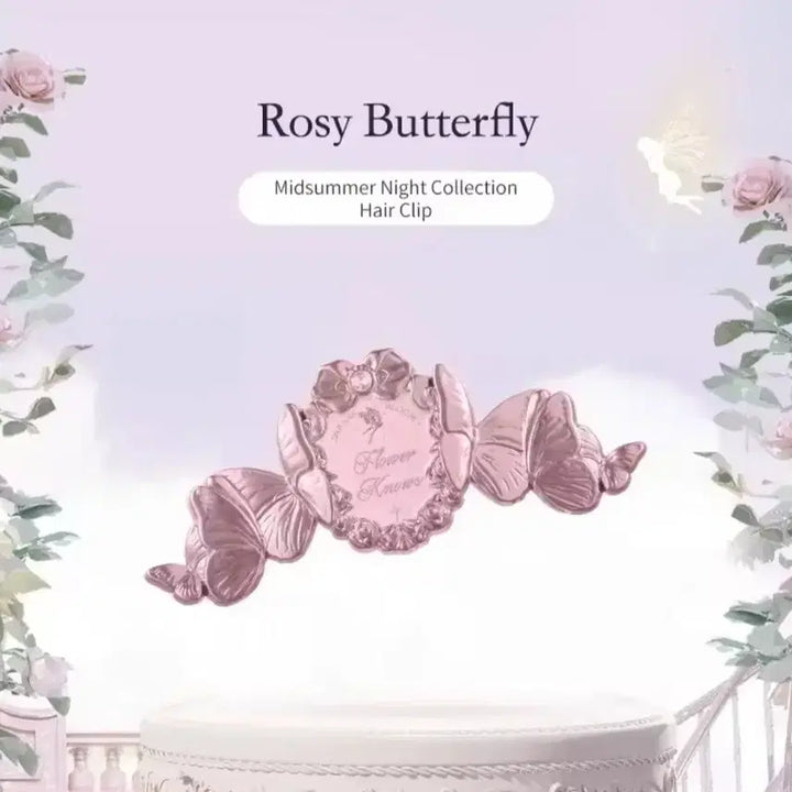 [BUNJANG] Flower Knows Butterfly Hairpin (Rose/White) / (미개봉 정품)플라워 노즈 나비 헤어핀 (로즈/화이트)