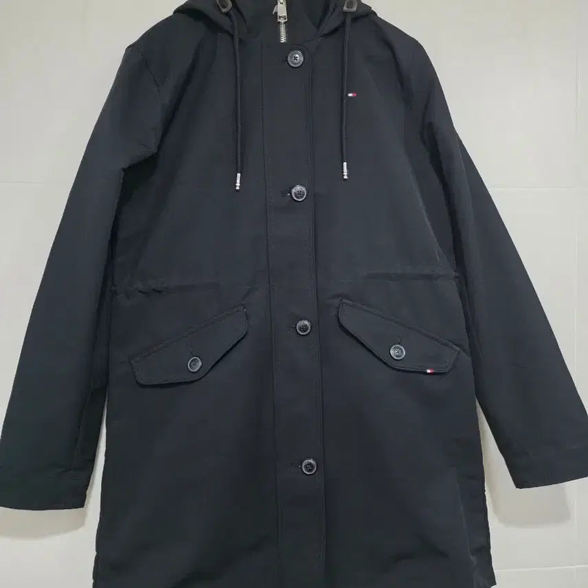 [BUNJANG] Tommy Hilfiger Black Hooded Parka Jacket / 타미힐피거 블랙 후드 야상 코트
