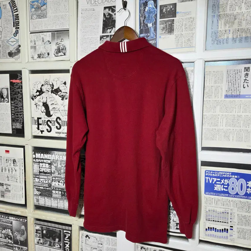 [BUNJANG] Adidas Japan Red PK Long Sleeve Shirt / 아디다스 일본판 레드 카라 PK 롱슬리브