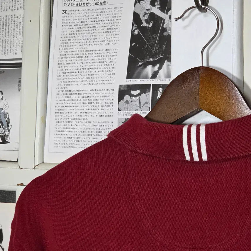 [BUNJANG] Adidas Japan Red PK Long Sleeve Shirt / 아디다스 일본판 레드 카라 PK 롱슬리브