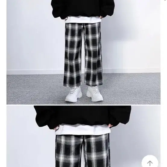[BUNJANG] Avely Checkered Wide Leg Pants / 에이블리 체크 와이드 바지