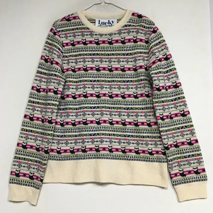 [BUNJANG] Lucky Chouette Embroidered Wool Knit Sweater / 럭키슈에뜨 자수 울 니트 38