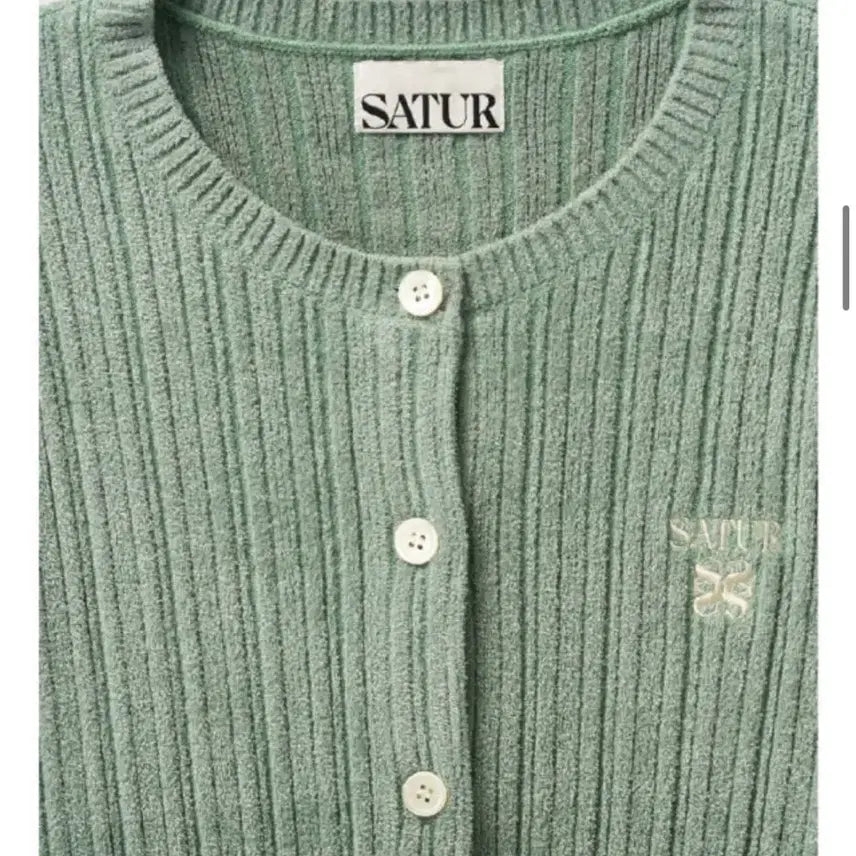 [BUNJANG] SATUR Fleece Crew Neck Cardigan Mint XS / SATUR 플리스 크루 넥 가디건 민트/xs