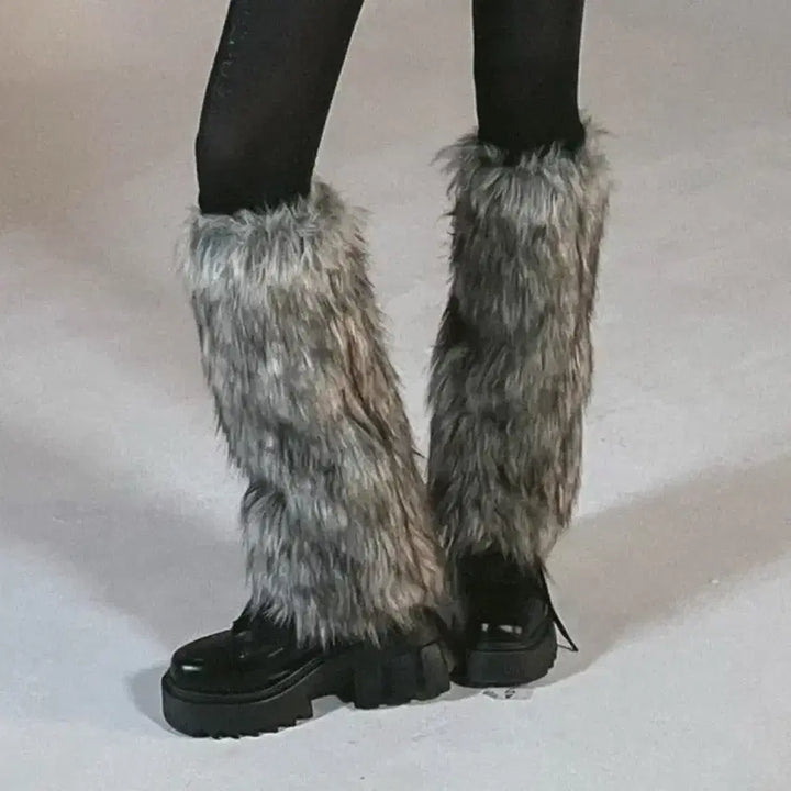 [BUNJANG] Leg Warmers Gray / 빈티지 퍼 레그워머 그레이