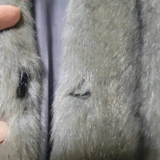 [BUNJANG] Marie Claire Hooded Fur Coat - Gray / 마리끌레르 후드 퍼 코트 그레이