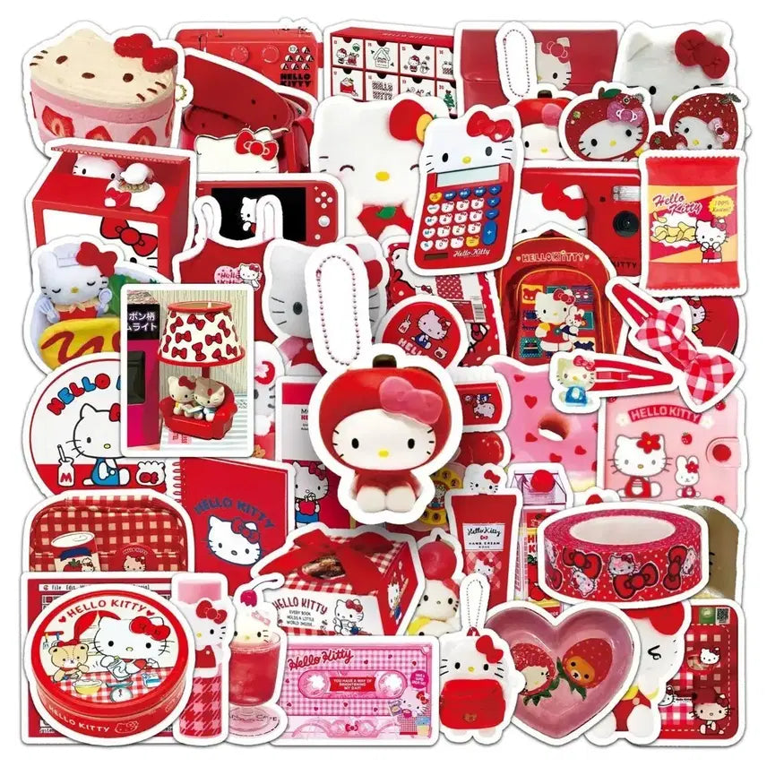[BUNJANG] Hello Kitty Red Sticker 10-Piece Set / 레드 헬로키티 조각스티커 10p