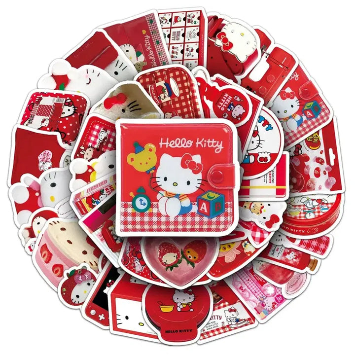 [BUNJANG] Hello Kitty Red Sticker 10-Piece Set / 레드 헬로키티 조각스티커 10p