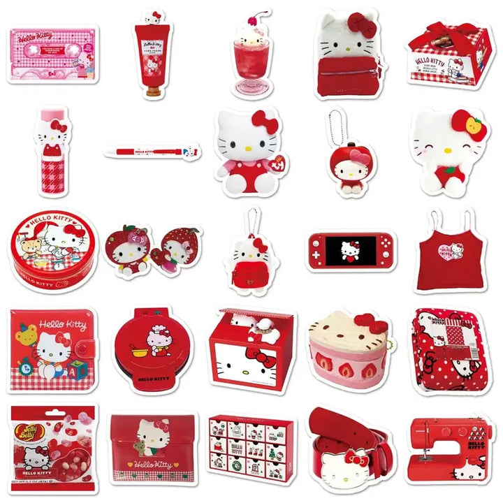 [BUNJANG] Hello Kitty Red Sticker 10-Piece Set / 레드 헬로키티 조각스티커 10p