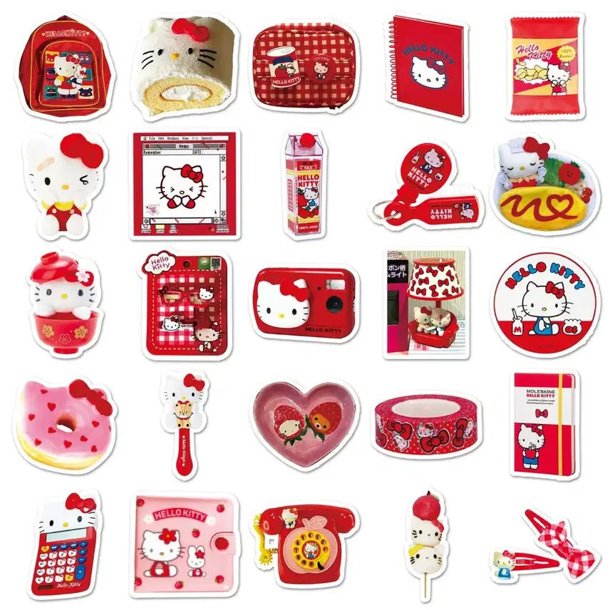 [BUNJANG] Hello Kitty Red Sticker 10-Piece Set / 레드 헬로키티 조각스티커 10p