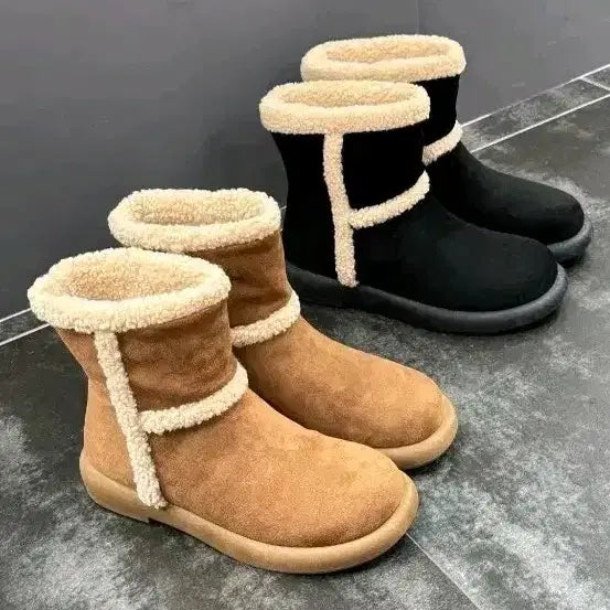 [BUNJANG] Booties / 퍼 트리밍 숏 부츠 브라운/블랙 230 235 240