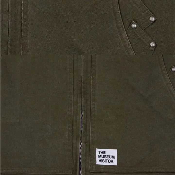 [BUNJANG] The Museum Visitor Stud Back Logo Carpenter Jacket - Khaki (M) / 새제품_ 더뮤지엄비지터 스터드 백 로고 카펜터 자켓 카키 M사이즈