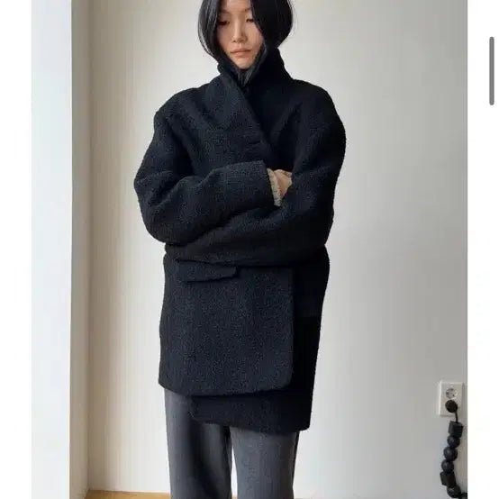 [BUNJANG] Teddy Boucle Coat (Black) / 레터 letter Teddy boucle coat (black)