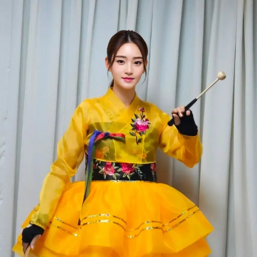 [BUNJANG] Fusion Hanbok Stage Outfit Set / 장구 한복. 고고장구.  난타북.  퓨젼한복.  장갑. 시스루