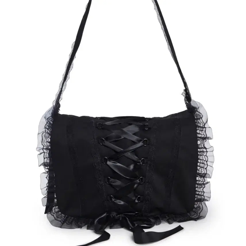[BUNJANG] Lace Corset Messenger Bag Crossbody Bag / 레이스 코르셋 가방 메신저백 크로스백 고스로리 로리타 고딕 양산형