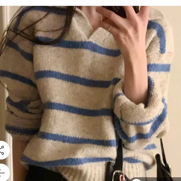 [BUNJANG] Stripe V-Neck Knit Top / @ 스트라이프 브이넥 니트 긴팔