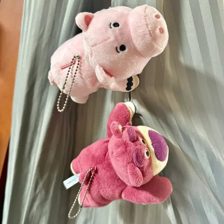 [BUNJANG] Disney Toy Story Hamm and Lotso Plush Keyring Set / 디즈니 토이스토리 햄/랏소 집게 인형 키링