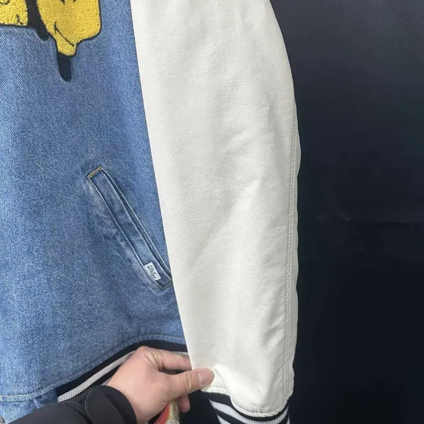 [BUNJANG] WONDER PLACE Field Walker Smiley Denim Varsity Jumper / 원더플레이스 필드워커 스마일리 데님 바시티 점퍼