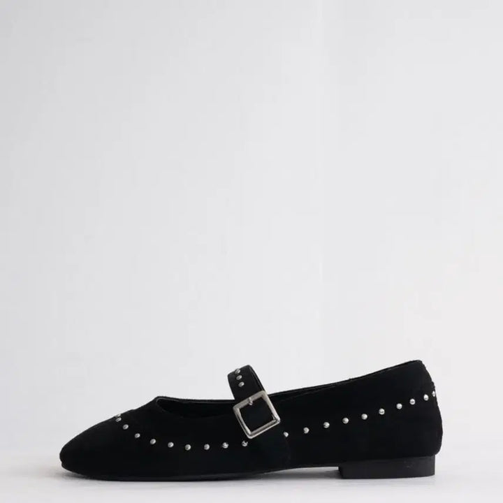 [BUNJANG] Black Suede Mary Jane Flat Shoes / 블랙 스웨이드 메리제인 플랫