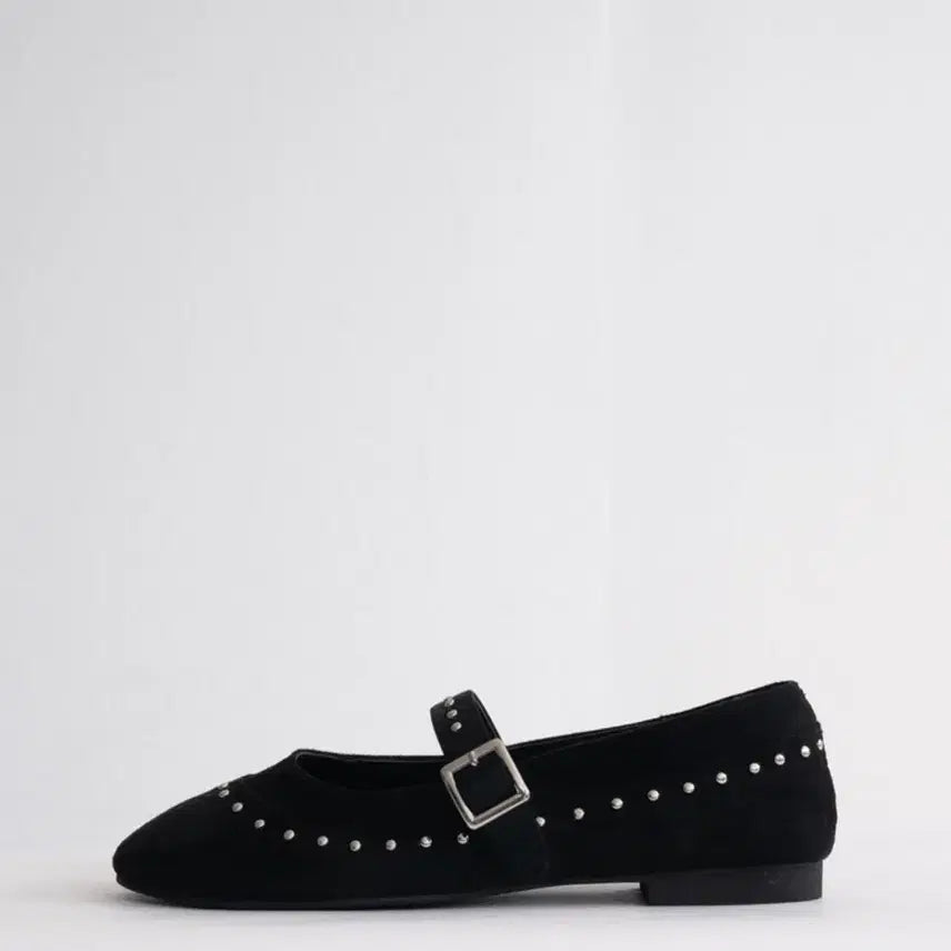 [BUNJANG] Black Suede Mary Jane Flat Shoes / 블랙 스웨이드 메리제인 플랫