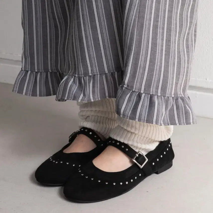 [BUNJANG] Black Suede Mary Jane Flat Shoes / 블랙 스웨이드 메리제인 플랫