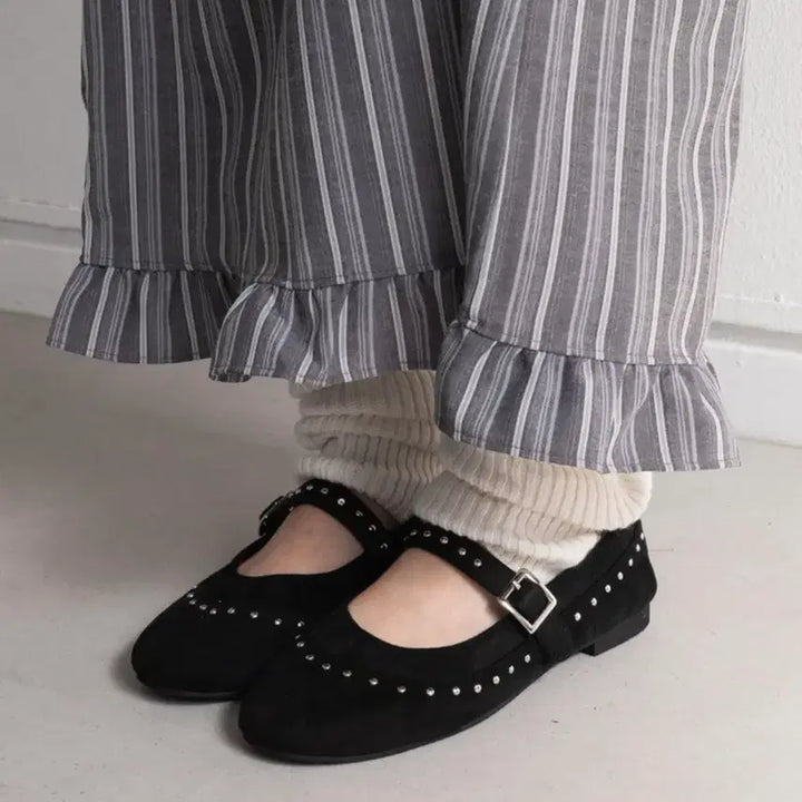 [BUNJANG] Black Suede Mary Jane Flat Shoes / 블랙 스웨이드 메리제인 플랫