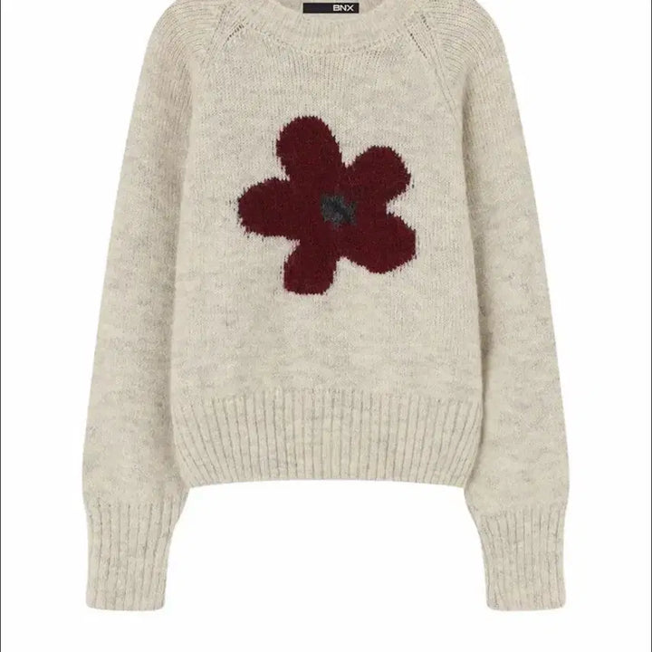 [BUNJANG] Unbranded Big Flower Knit Sweater / 가격포기)니트 빅플라워 여성 니트 베이지 (free)