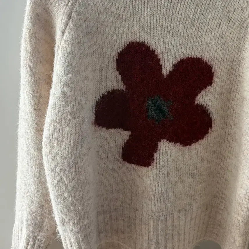 [BUNJANG] Unbranded Big Flower Knit Sweater / 가격포기)니트 빅플라워 여성 니트 베이지 (free)