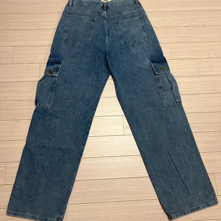 [BUNJANG] Denim Cargo Pants / 데님 카고 팬츠 / 스트링 디테일 와이드핏 청바지 / 29