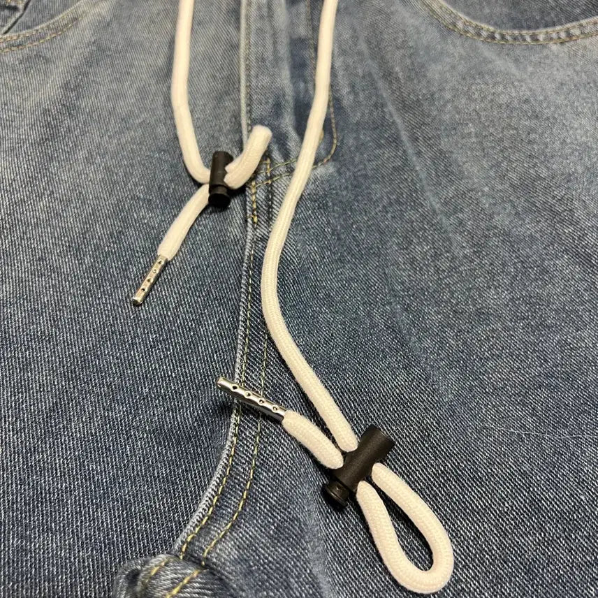 [BUNJANG] Denim Cargo Pants / 데님 카고 팬츠 / 스트링 디테일 와이드핏 청바지 / 29