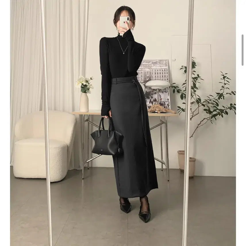 [BUNJANG] Self-made Guest Look Fleece Skirt Charcoal M / 사색-자체제작 하객룩 기모스커트 차콜m