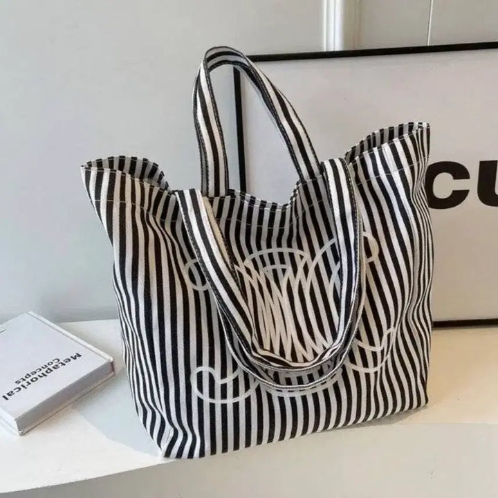 [BUNJANG] Striped Canvas Tote Bag / 스트라이프 토트백